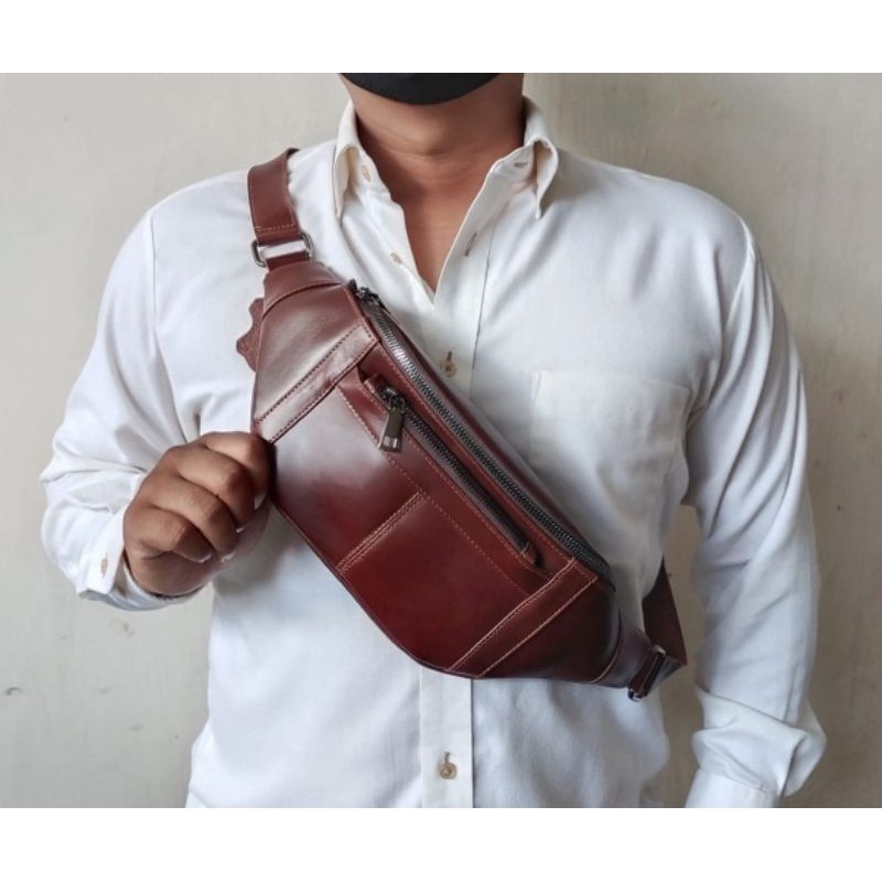 Tas Selempang Kulit Pria Classic full kulit sapi asli