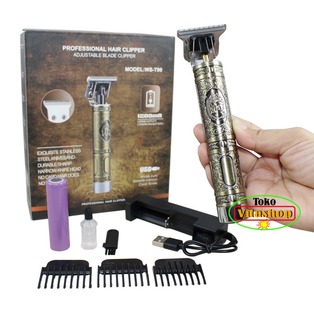 TRIMMER CLIPPER ALAT CUKUR RAMBUT WS-T99 CUKURAN BOTAK GROOMING CAS