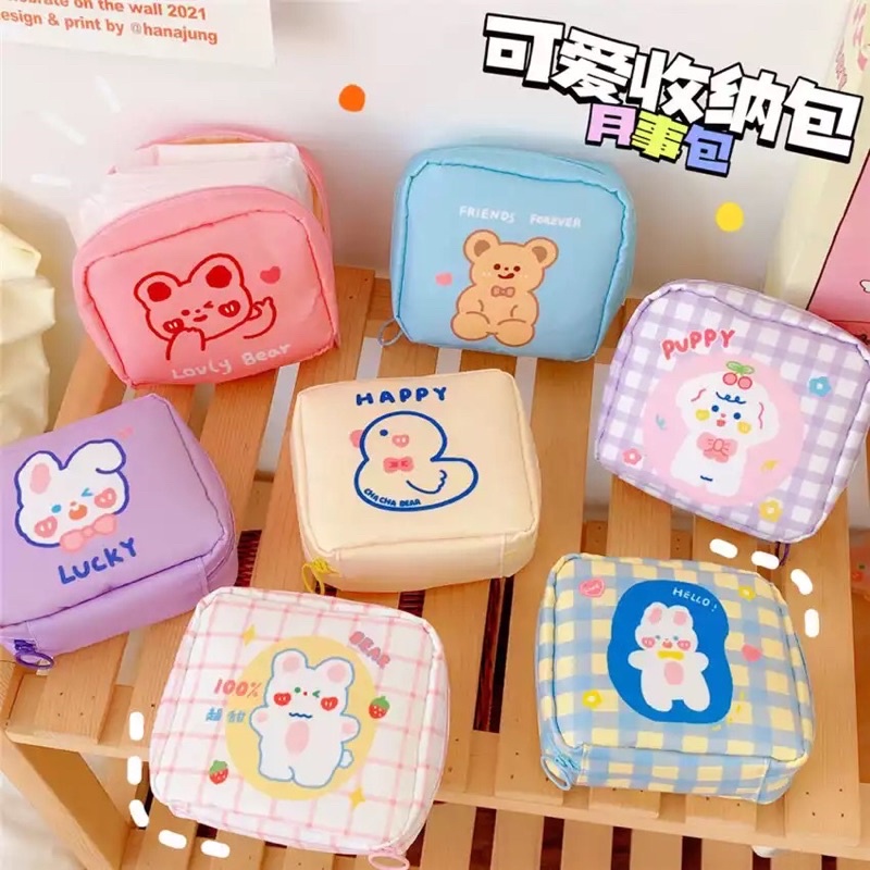 READY STOCK BISA COD - POUCH MAKE UP PARASUT AESTHETIC TAHAN ANTI AIR MOTIF LUCU KARAKTER HEWAN BINATANG IMUT GAYA REMAJA CEWEK KOREA ANAK PEREMPUAN TAS PENYIMPANAN SKINCARE KOSMETIK TRAVEL PORTABLE MURAH VIRAL MEWAH ELEGAN RISLETING KELINCI PINK KOSMETIK