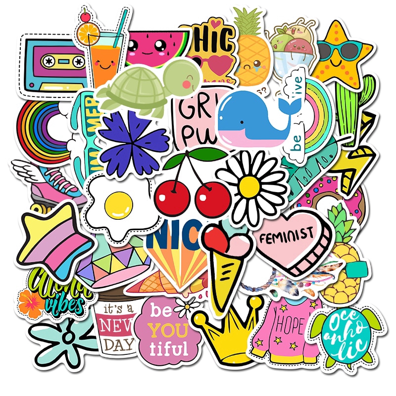 50pcs Wall Stickers With Easily Removable Material And Cartoon Images For Home Decoration