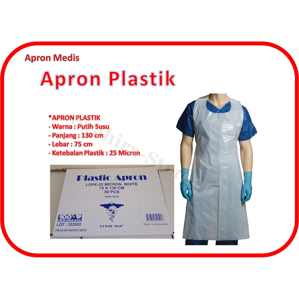 Apron Medis Cosmomed Celemek Plastik Putih 0,025mm -Apron