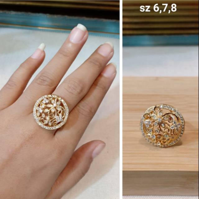 Cincin Zircon Premium Quality Lapis emas Anti Karat Anti Alergi Ring Premium mata kilau CZ01