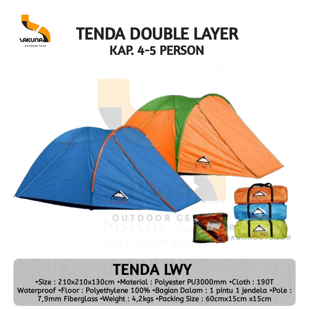 Tenda Camping Kap 4-5 Orang / Tenda Lwy 4p / Tenda Double Layer LWY 4-5 Orang
