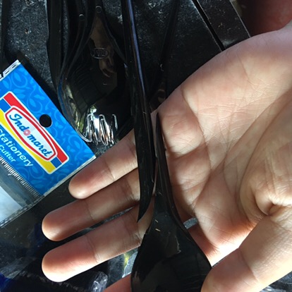 3000pcs Sendok Garpu 2in1 Hitam Bening Garpu Makan Sendok 2in1 Plastik  Fim Dus Gojek Grosir