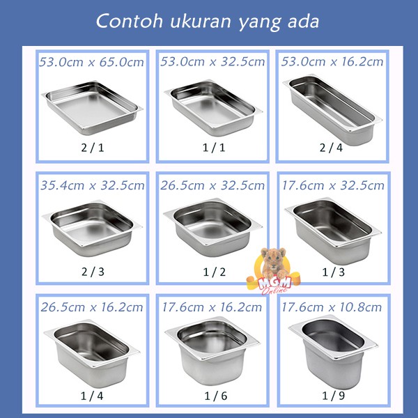 Food pan prasmanan Stainless ukuran 1/1 tinggi 15CM / Wadah Stainless