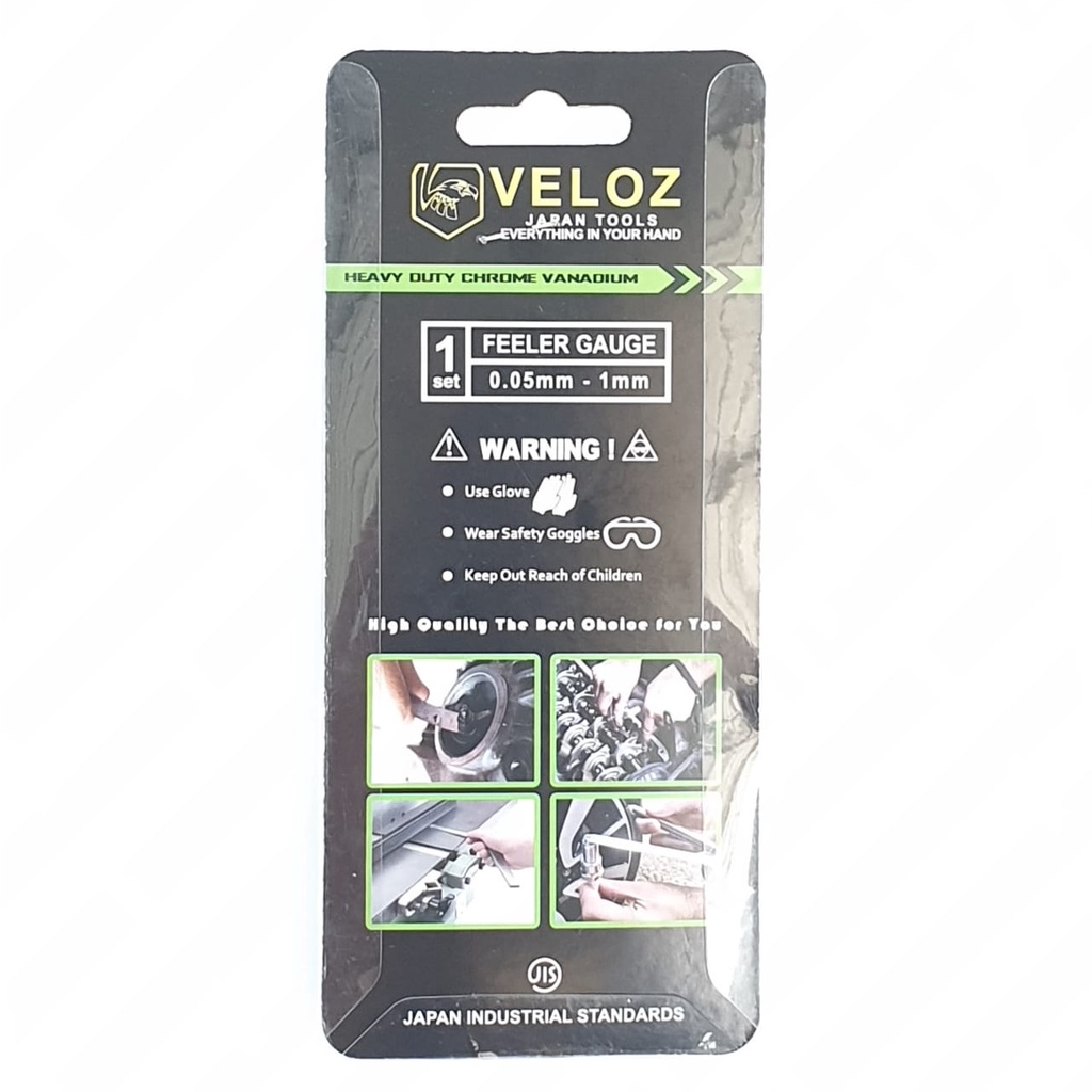 Veloz Fuller Feeler Gauge 0,05 sd 1mm 100mm x 10mm x 20 Blades Alat Kunci Setel Klep Chrome Vanadium Steel