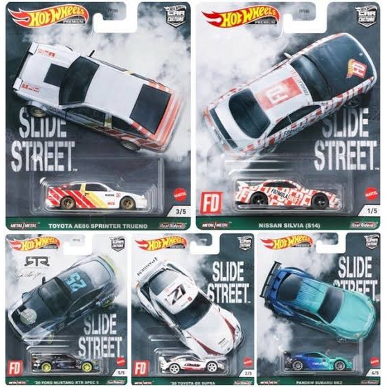 NEW ARRIVAL | Diecast Hot Wheels SLIDE STREET Car Culture HW Toyota AE86 Trueno Sprinter Nissan Silvia S15 Ford Mustang GR Supra Pandem Subaru BRZ Falken Formula Drift