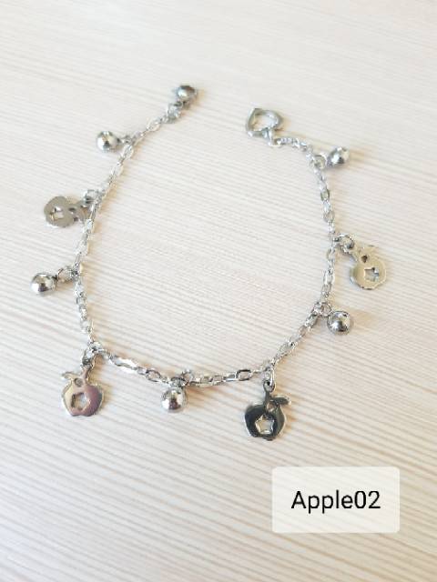 SET Gelang Tangan Kaki Apple Titanium Silver Antikarat Selamanya