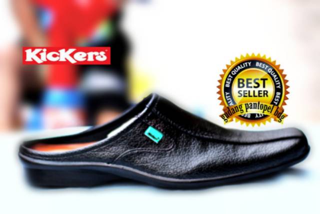 Sepatu sandal bustong merk Kickers Bams hitam formal , santai , harian , kualitas terjamin