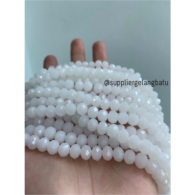 Crystal Ceko Doft 8mm Putih Doff bahan aksesoris beads manik donat