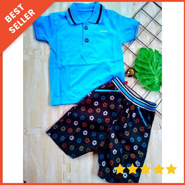 SETELAN ANAK COWOK GUGO KERAH USIA 1-3 TAHUN SIZE 1-3 / SETELAN GUGO KIDS KERAH CELANA KATUN