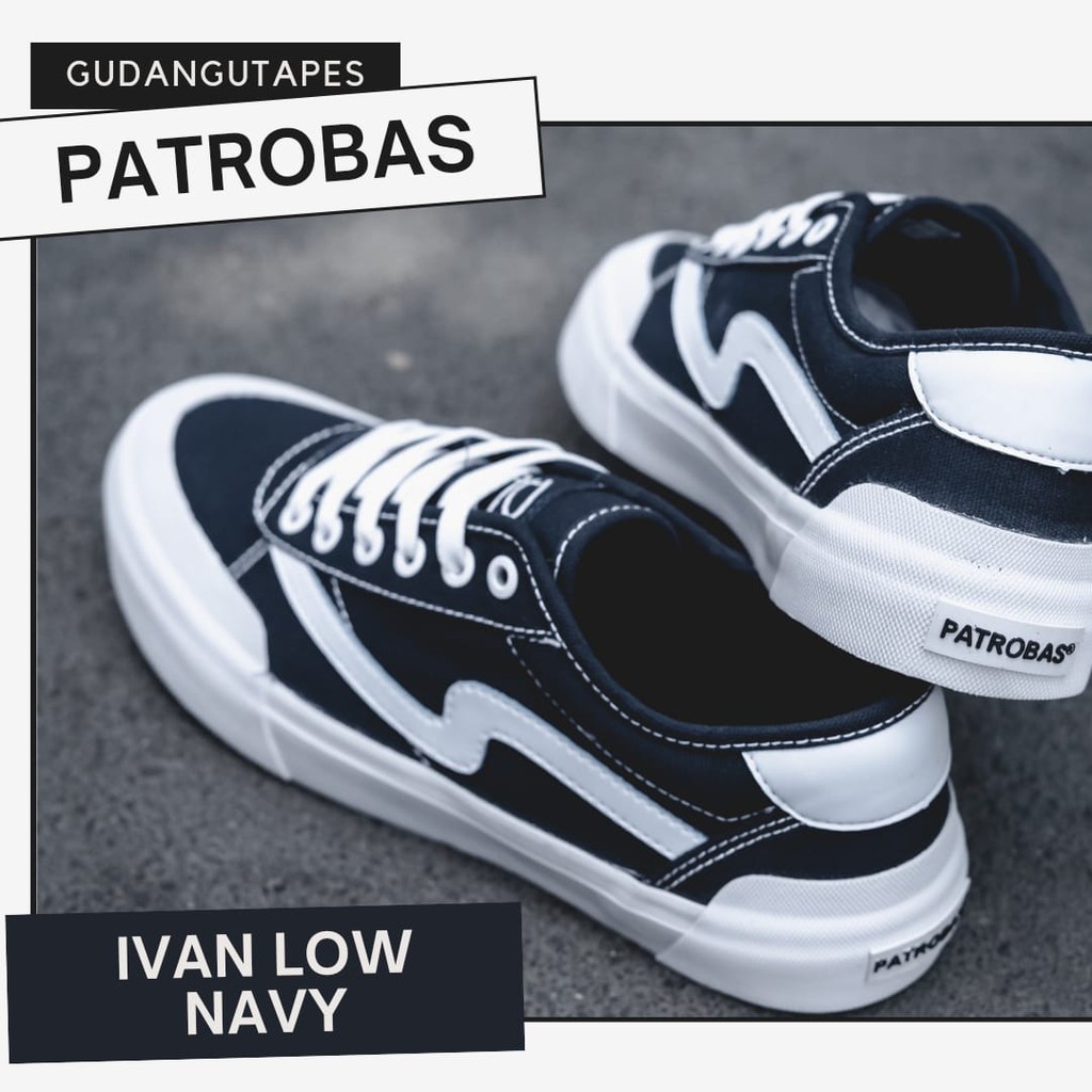 SEPATU PATROBAS IVAN ORI 100% (SNEAKERS WANITA PRIA) LOW NAVY
