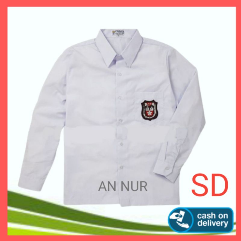 Baju Seragam Putih SD SMP SMA Lengan Panjang Kemeja Kerja Polos