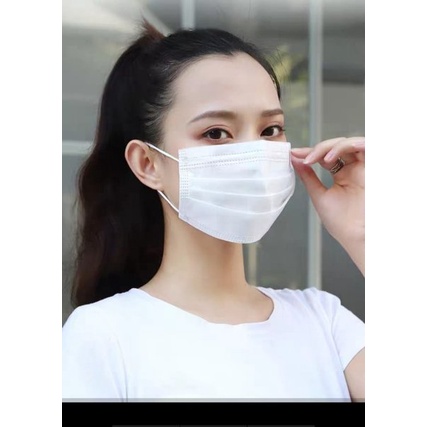 Masker 3ply Earloop White Putih isi 50 Pc izin Terdaftar Kemenkes BNPB