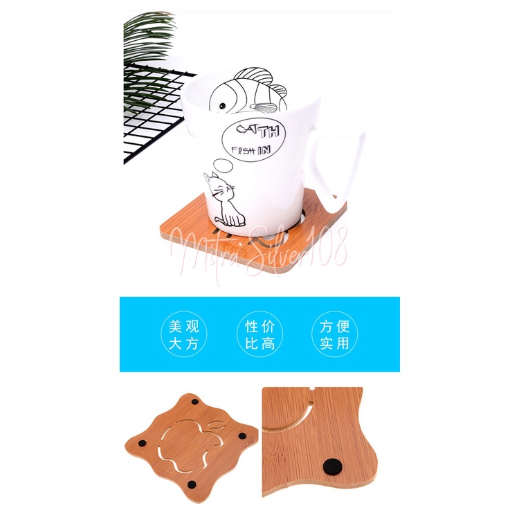 [MS108] PR 26 ❤READY STOCK❤  Tatakan Piring / Gelas / Panci Bahan Kayu Karakter / Tatakan Tahan Panas Dingi