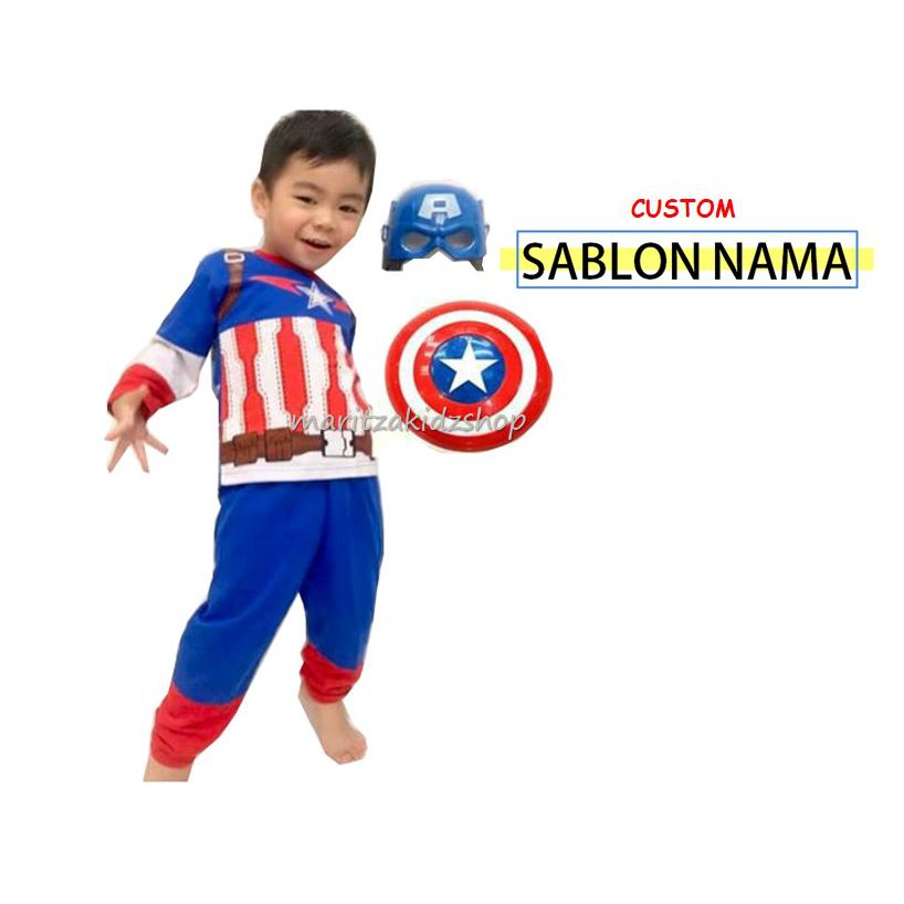  Baju  Anak  Stelan Kostum Captain  America  Kapten 