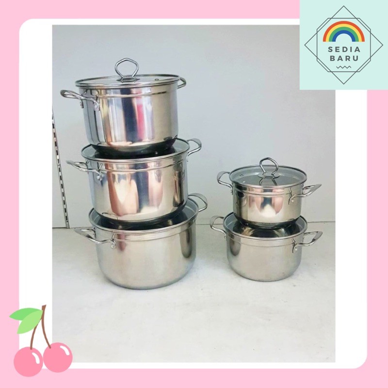 Panci set Korea Pot Stainless steel Hot Pot 5 pcs