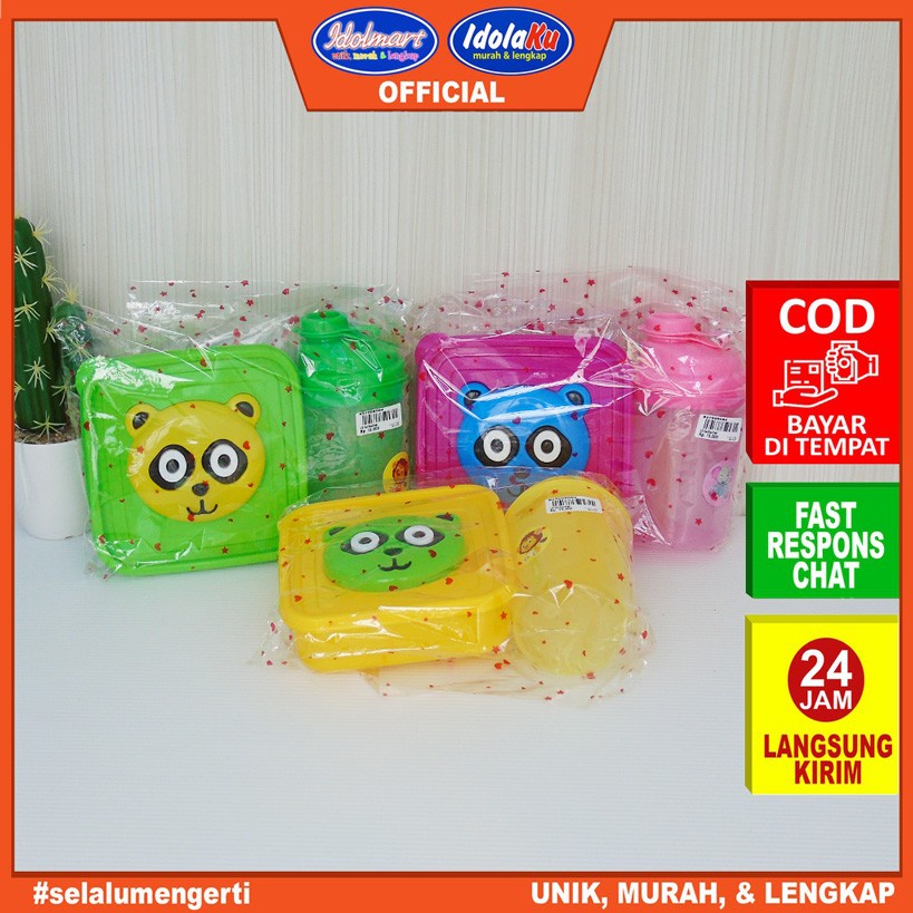 IDOLMART Tempat Makan set + botol minum / luch box parcel / paket souvenir ultah Surabaya