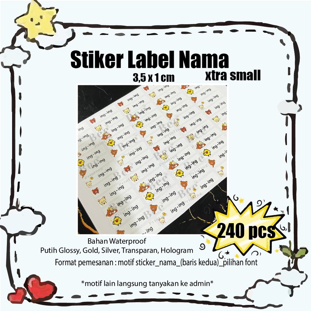 

STIKER LABEL NAMA ANAK WATERPROOF XTRA SMALL