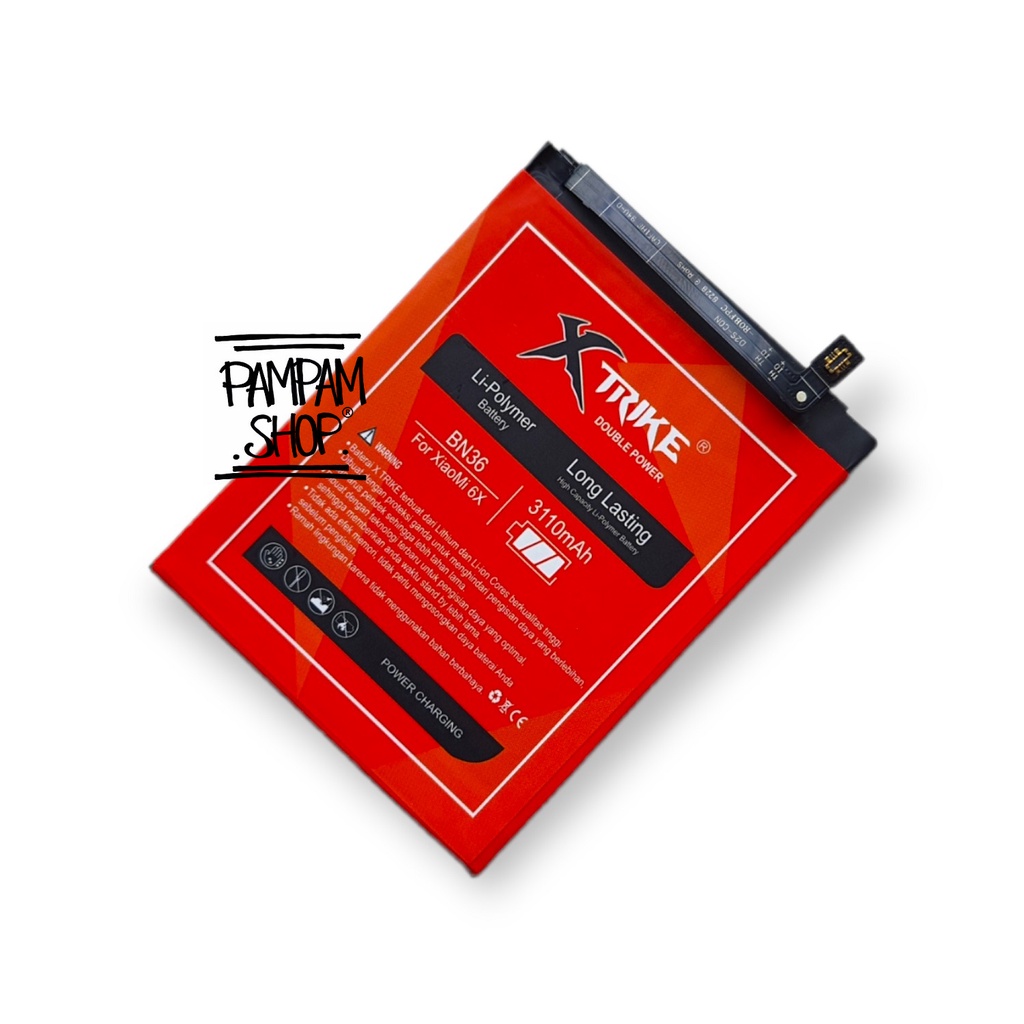 Baterai XTRIKE Double Power Original XiaoMi BN36 Mi A2 Mi6X 6X Batre Batrai Battery Ori HP BN 36