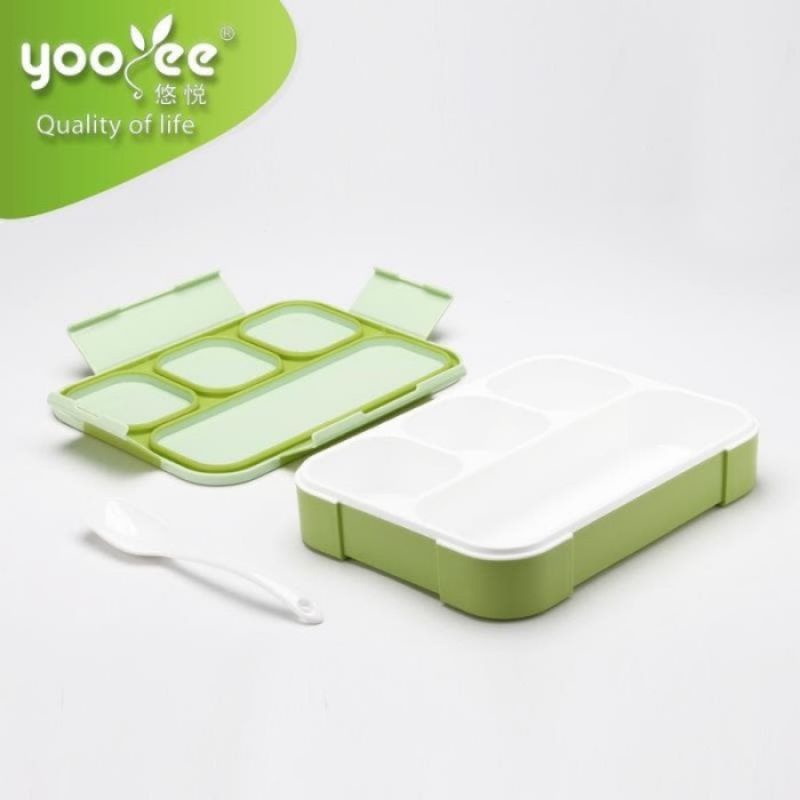 Kotak Bekal Makan 4 Sekat Lunch Box Anak Set Yooyee Anti Tumpah