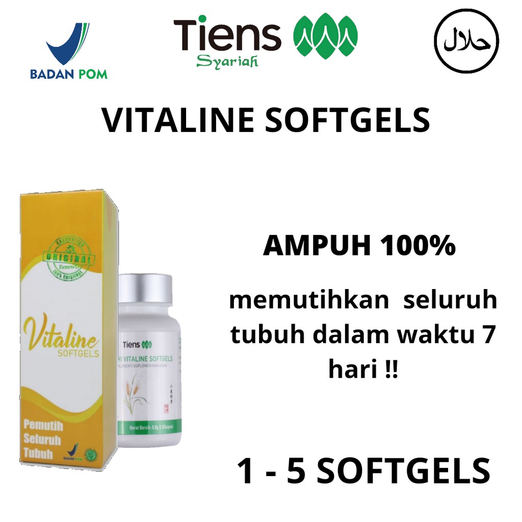 VITALINE SOFTGELS ( 1-5KAPSUL ) SUPLEMEN PEMUTIH TERBAIK DUNIA MENCERAHKAN KULIT HANYA DALAM  7 HARI
