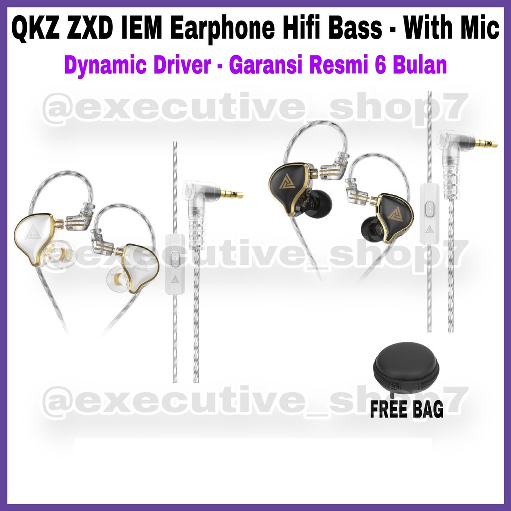QKZ ZXD IEM Earphone Hifi Bass - With Mic - Dynamic Driver - Garansi Resmi 6 Bulan