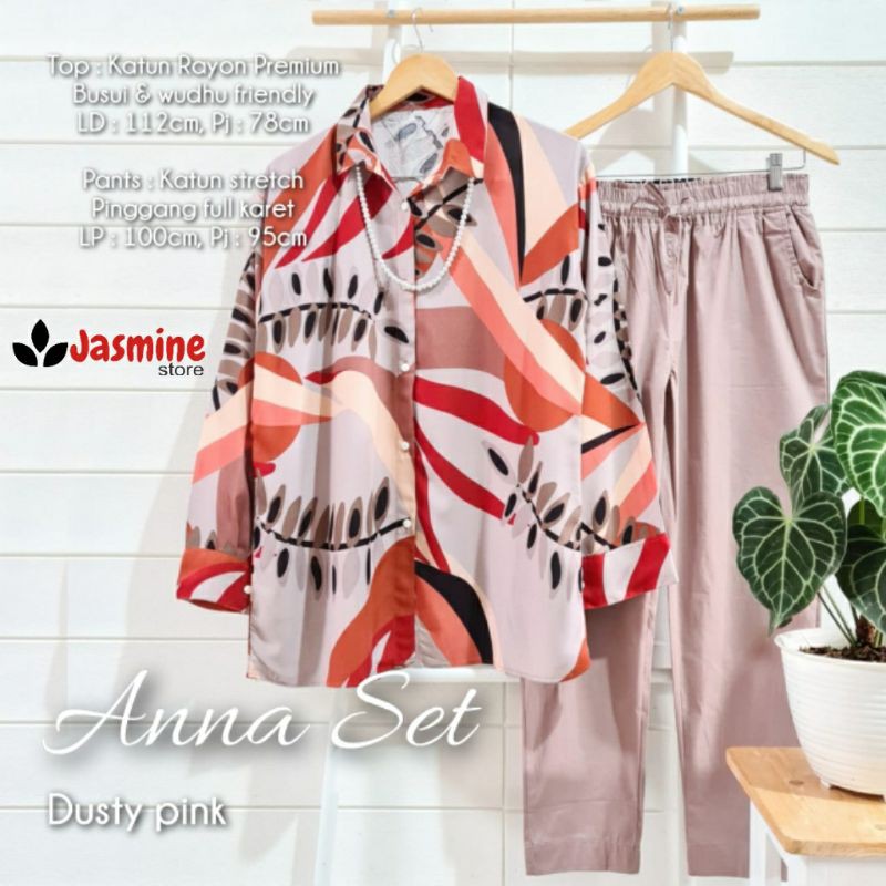 baju setelan celana wanita blouse katun ANNA SET