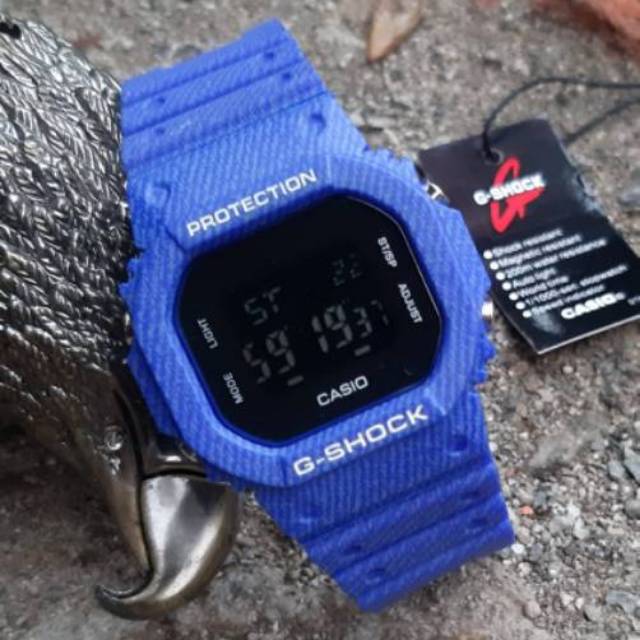 Jam Tangan Casio Gshock Model Jeans Water Resist Renang Mandi Hujan - Biru Jeans