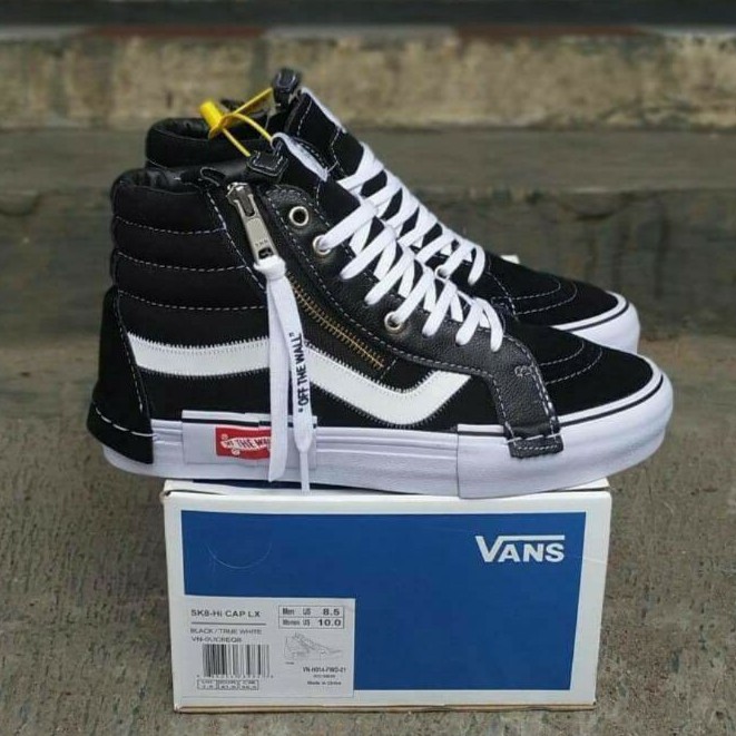 (FREE KAOSKAKI) SEPATU SK8 HIGH CUT & PASTE BLACK TRUE WHITE PREMIUM BNIB ICC MADE IN CHINA SNEAKERS