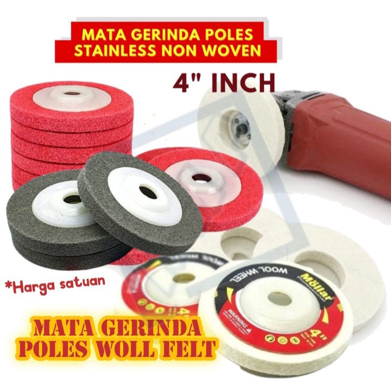Mata Gerinda tangan/Woll poles MOLLAR Woolen Felt, Non Woven, Cutting Wheels Size 4x5/8"