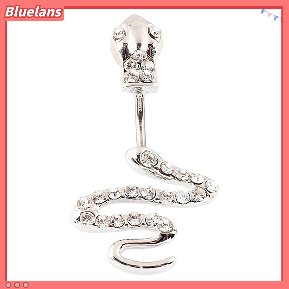 Cincin Tindik Pusar Bentuk Ular Aksen Berlian Imitasi Untuk Wanita