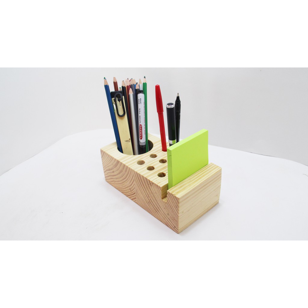 

Tempat Alat Tulis Kayu - Tempat Pena Pensil dan Memo Pad - Tempat alat tulis kayu Solid