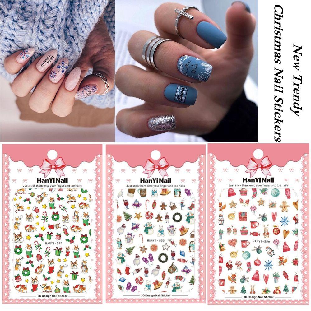 Chooky Stiker Kuku Motif Rusa Natal 3D Untuk Nail Art / Manicure