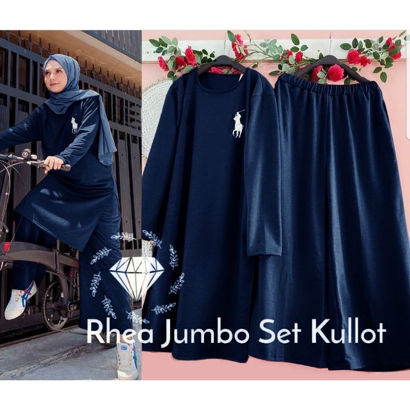 ( L - XXL ) SET SETELAN CELANA KULOT TUNIK RHEA JUMBO BIGSIZE BABITERRY KR ADA VIDEO REAL PICT