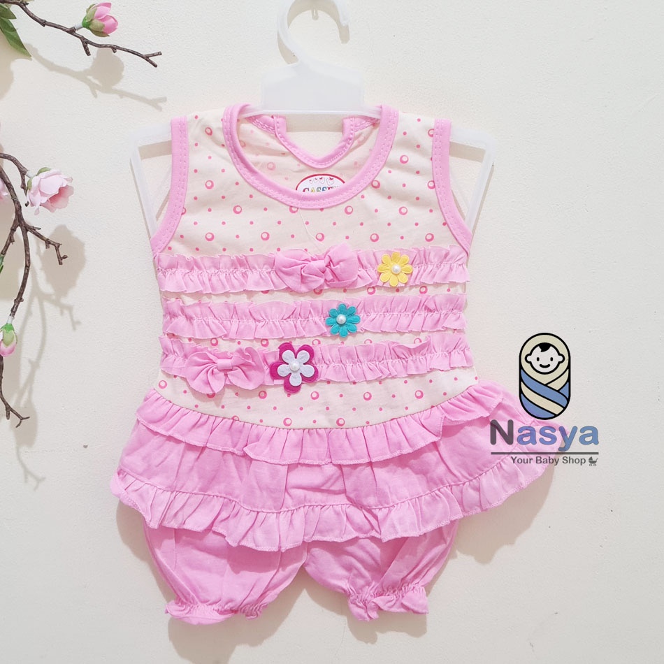 [N-094] NEW !! Baju Bayi Perempuan MURAH set celana (3-6 bulan)