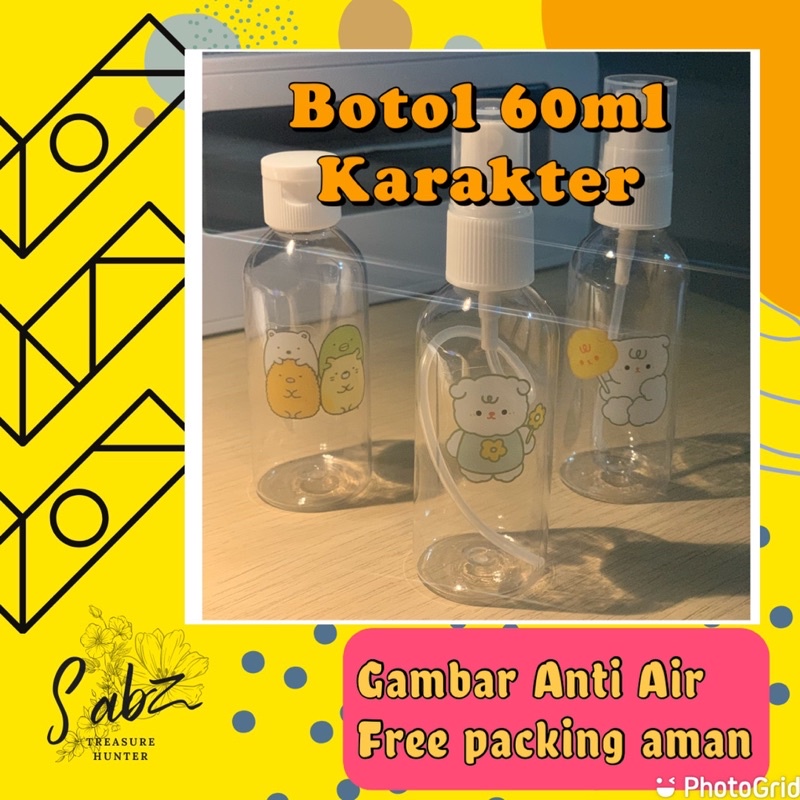 KAWAI Botol 60 ML BERGAMBAR KARAKTER Botol Isi Ulang Serbaguna PREMIUM