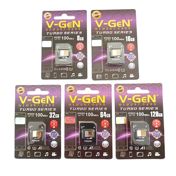 Micro SD VGen 8Gb /16Gb / 32Gb / 64Gb / 128Gb class 10  Plus Adapter / memori HP CCTV dll mmc micros