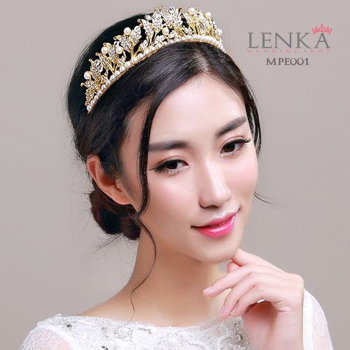 [PRODUK TERBATAS] BRIDAL CROWN AKSESORIS PENGANTIN PESTA WEDDING EMAS MPE001