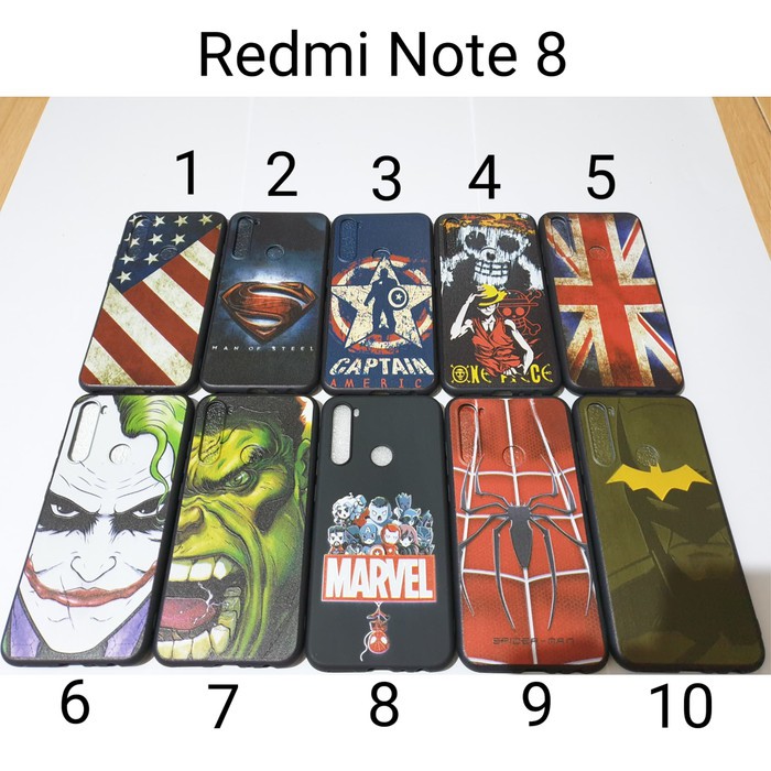Case Soft Hitam Xiaomi Redmi Note 8 Motif Superhero / Redmi Note8 Case Black Case
