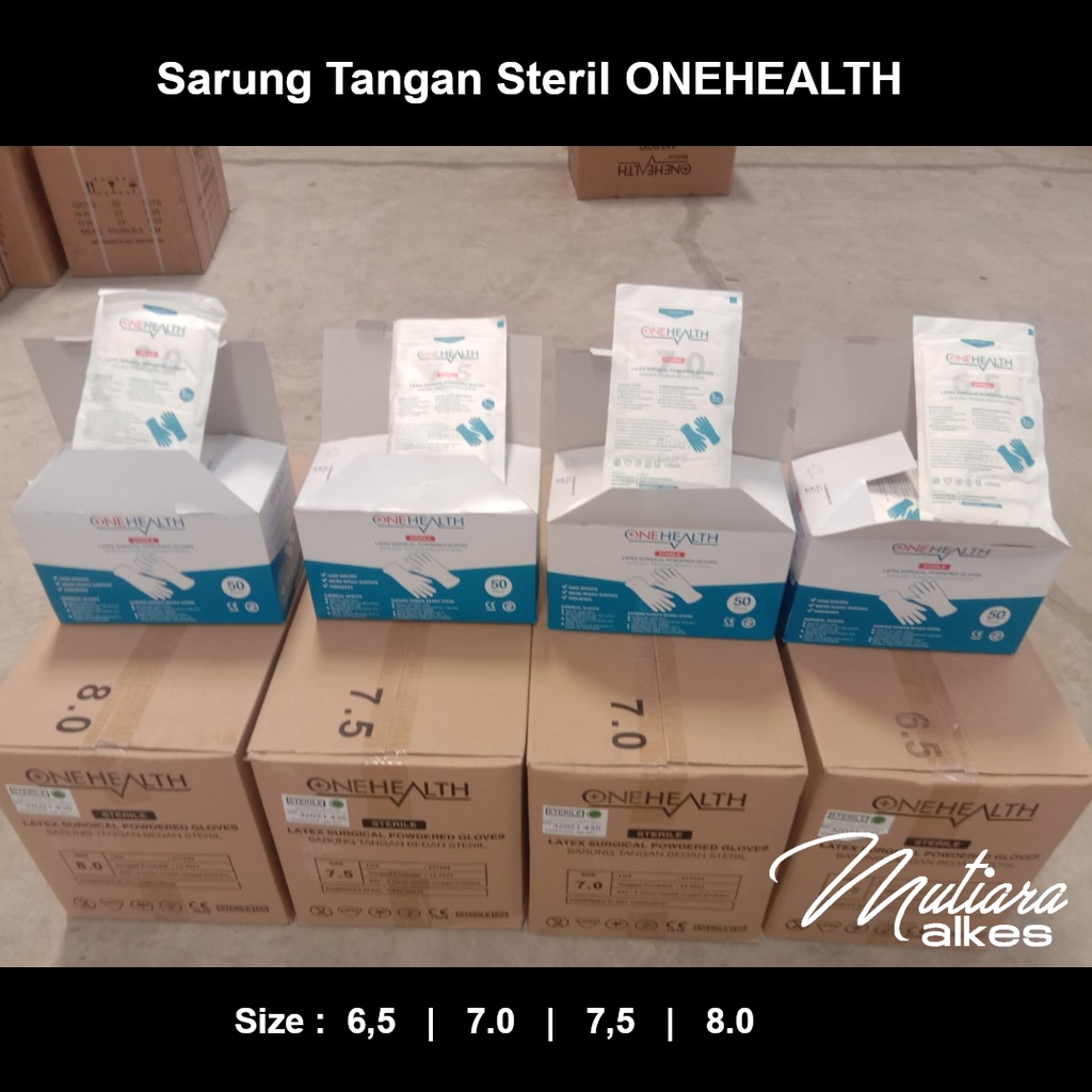 Sarung Tangan Steril ONEHEALTH isi Sepasang / Bedah / Surgical Gloves