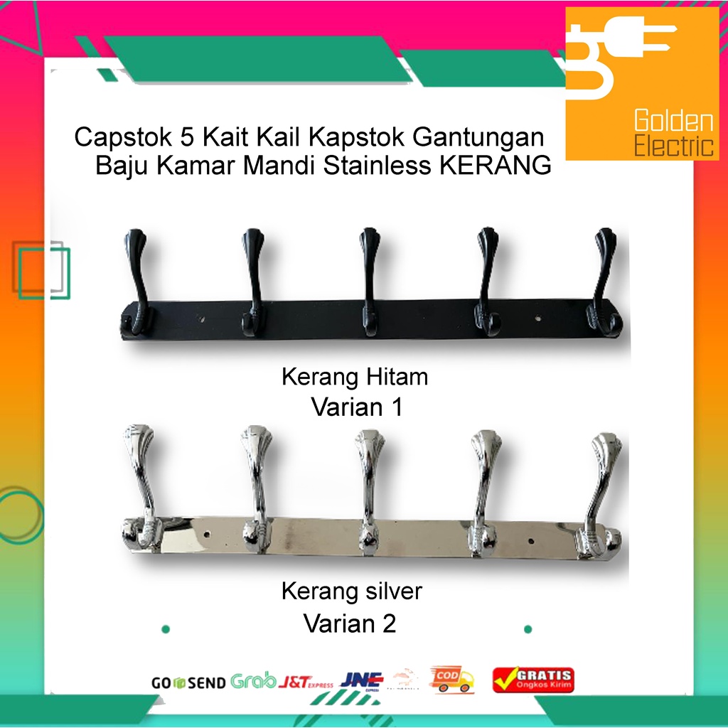 Capstok 5 Kait Kapstok Gantungan Baju Celana Kamar Mandi Toilet Stainless Steel KERANG Kaitan Anti Karatan