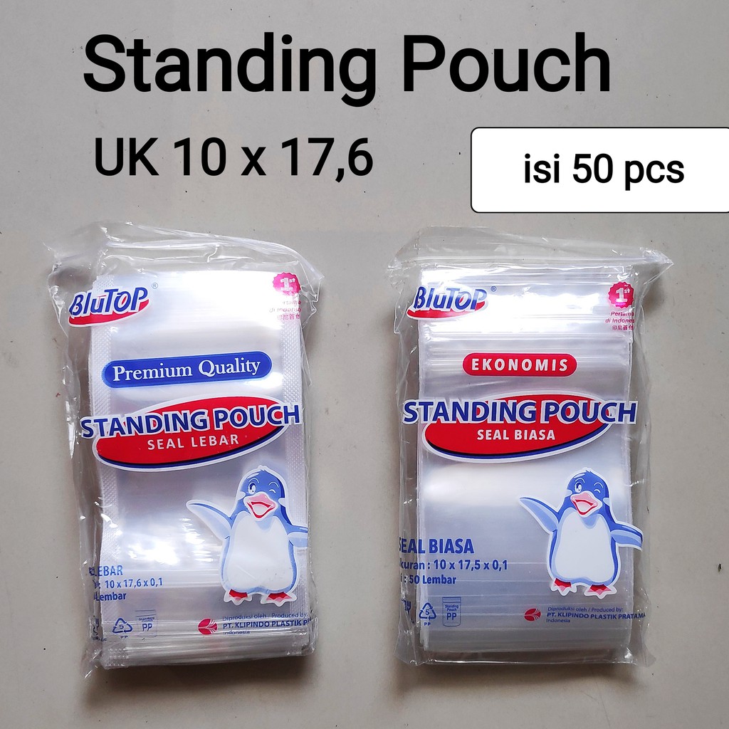 Standing Pouch Seal Lebar Uk 10x17cm, Stand Pouch, Plastik Klip Berdiri. Plastik Zipper