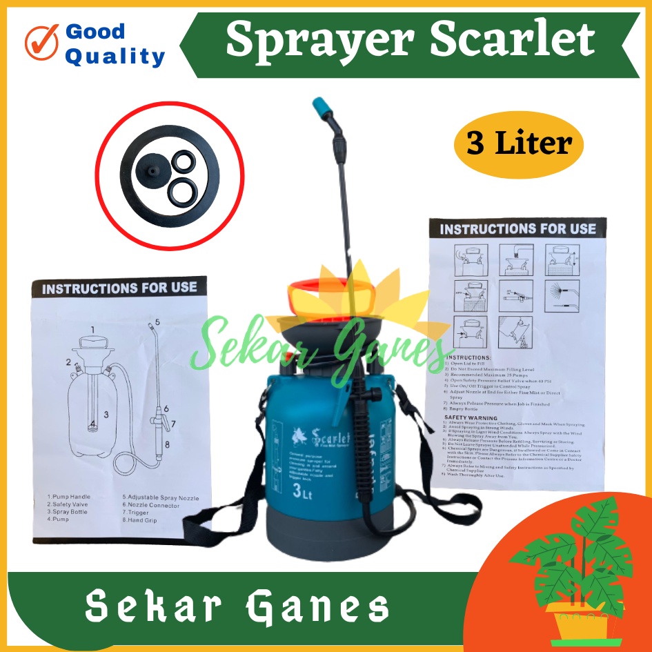 TANGKI SPRAYER SCARLET 3 LITER ALAT SEMPROT PRESSURE Semprot Pertanian Tanaman Rumput Air Hama - Alat Semprot Desinfektan Hama Air Semprotan 5 liter Sprayer 5liter 5L Alat Semprot Desinfektan Hama Air 5 l litre Disinfectant Spray Termurah Bahan Bagus