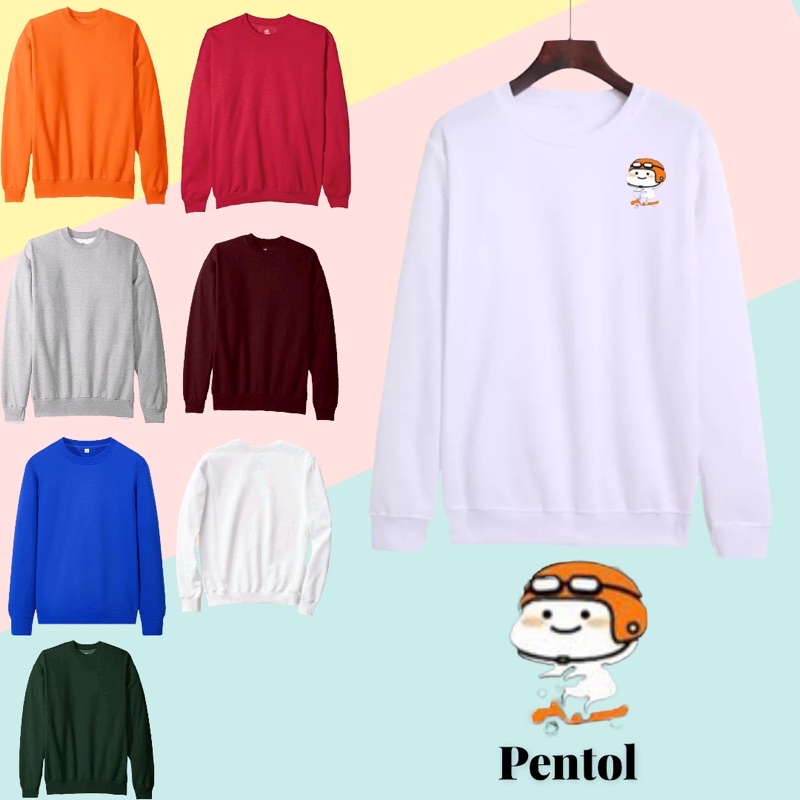 Sweater Karakter Pentol Lengan panjang Kerah Bulat Pria Wanita Sablon DTF