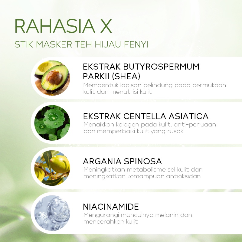 Fenyi Green Tea Mud Mask Stik KAOLIN Pembersih Komedo Penghilang Jerawat Mengontrol Minyak 40g