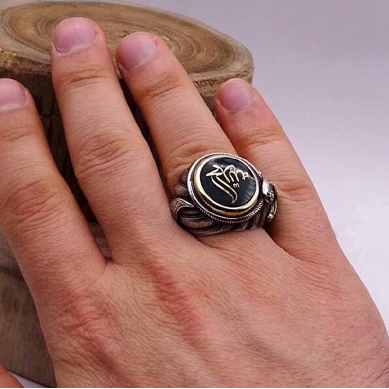 Cincin Bentuk Bintang Gaya Retro Eropa Amerika Untuk Pria