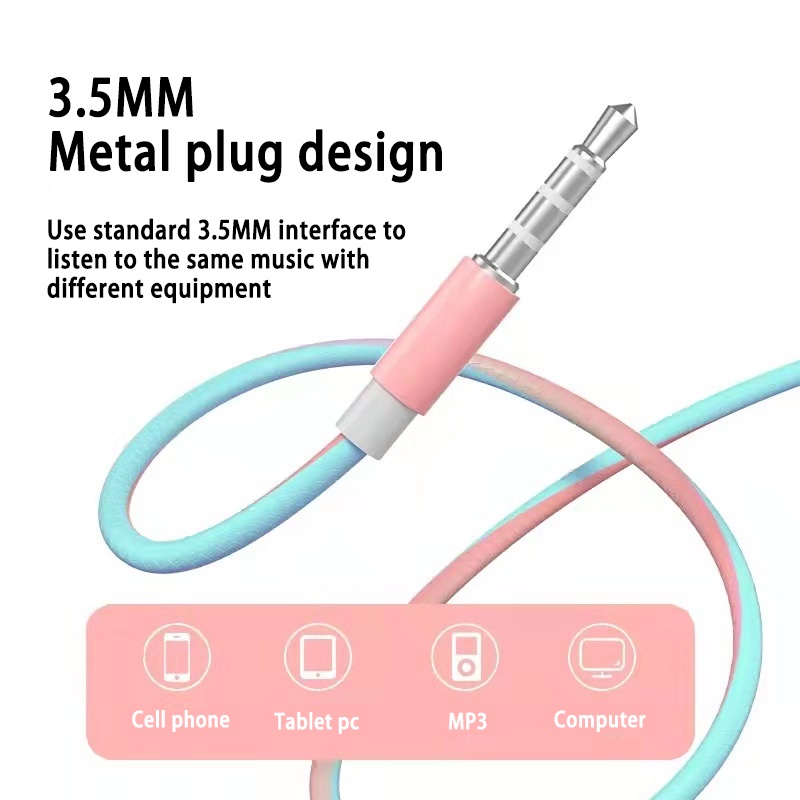 Fashion Headset Kabel,In-Ear Blok Warna Baru,Headset Stereo Dengan Mikrofon