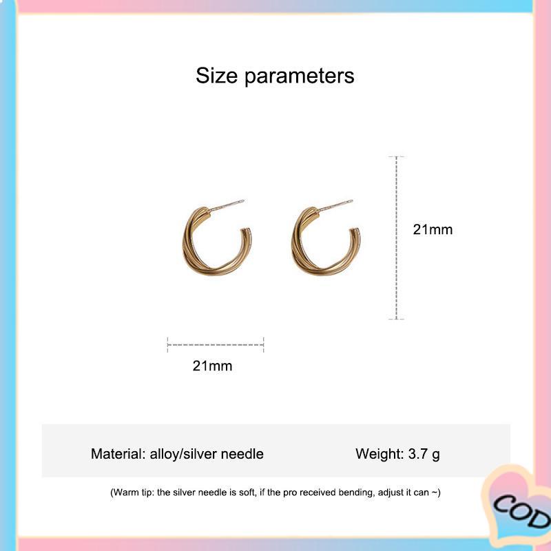 COD❤️Geometric Twist Simple Metal Kepribadian Wanita Niche Temperamen Anting-A.one