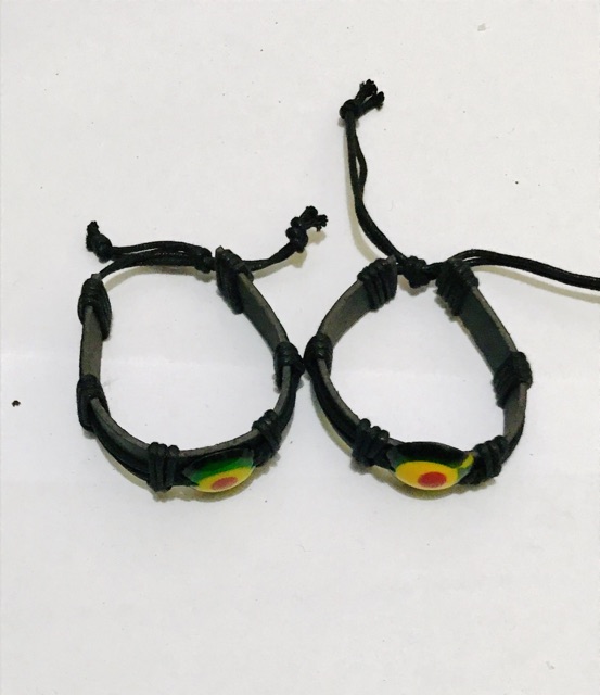 Gelang kulit  motif rasta